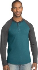 Hanes Mens FreshIQ X-Temp Colorblock LS Raglan Henley Tee (5A60) -Jeweled Ja -M