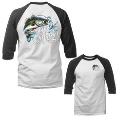 Gone Fishing Bass Funny Fisherman Outdoor 3/4 Sleeve Raglan