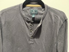 G.H. Bass & Co Mens Gray Long Sleeve Henley Shirt Size L Cotton Blend Casual