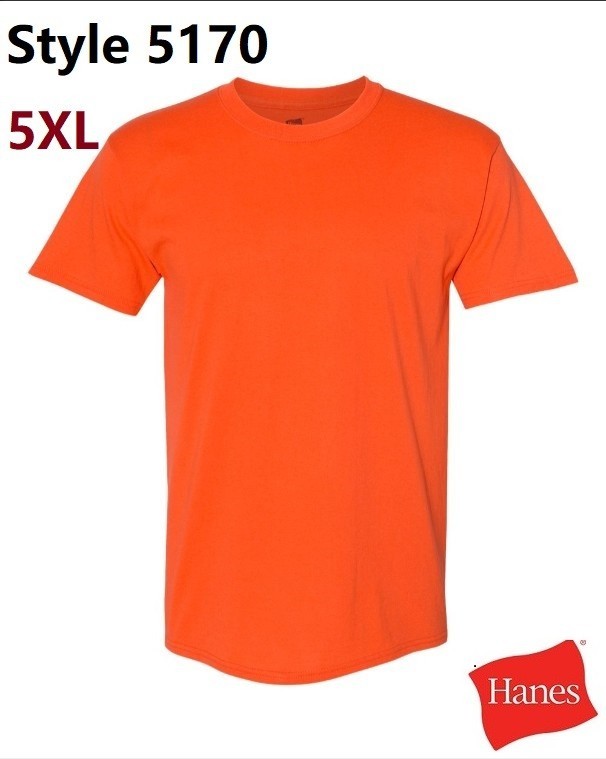 Hanes 5170 5XL EcoSmart Crewneck Short Sleeve Tee Pit to Pit 31″ Unisex Orange