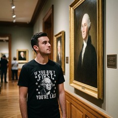 Mens If You Ain’t First You’re Last T Shirt Funny President George Washington