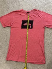 VTG Stussy T Shirt Mens M Pink Graphic Short Sleeve Black Logo