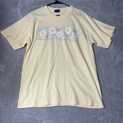 Vintage Summer Floral TShirt Adult Large Yellow Hawaiian Grandmacore Y2K 90s