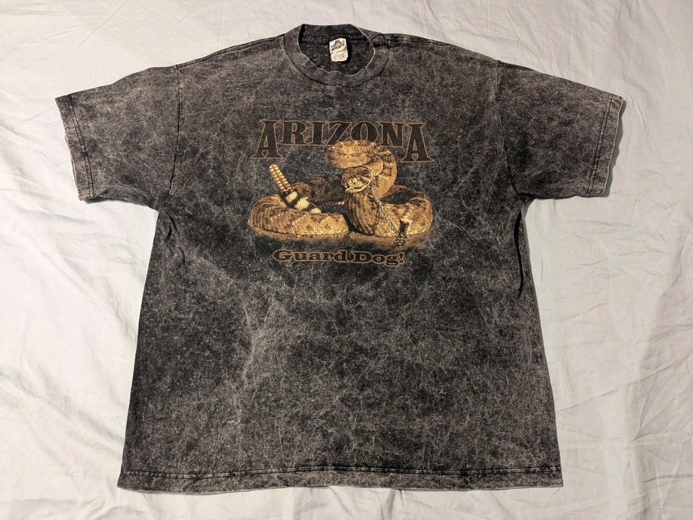 Arizona Guard Dog T-Shirt Men’s Black Acid Wash Rattle Snake, Size XL