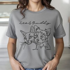 Custom Pet Outline Comfort Tee Personalized Dog Cat Animal Portrait Shirt Gift
