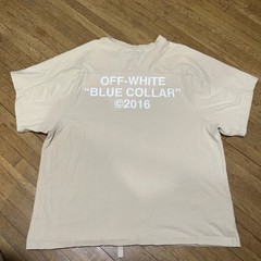 Off-White Blue Collar 2016 Beige T Shirt Size Medium