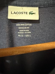 Lacoste Blue V-Neck Lightweight Pima Cotton Jersey Crocodile Logo Men’s L