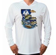 Louisiana Fishing Sun Summer Boat T-Shirt UV Protected UPF 50 Long Sleeve Hood