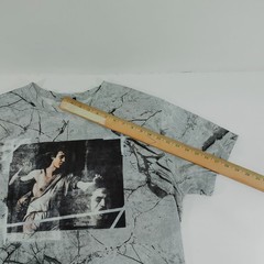 Sheshe’s Graphic Print T-Shirt Gray Marble Design Streetwear Fashion Mens Small