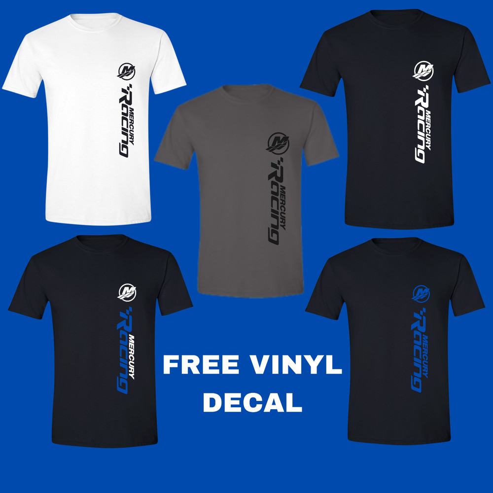 Mercury Racing Verado Outboard Boat fishing T-Shirt with FREE Vinyl Decal!!