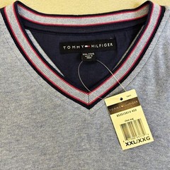 Tommy Hilfiger Shirt Mens 2XL Blue V-Neck Knit Stripe Collar Casual Preppy NWT