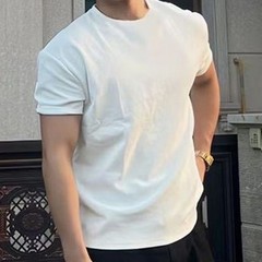 Gym Daily Wear Mens Loose Tee Round Neck Shirt 95% Polyester 5% Spandex