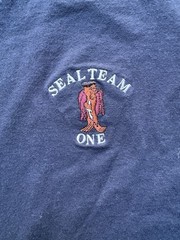 Vintage Navy Seal Team One T Shirt Mens Navy Blue Sz L Embroidered Military