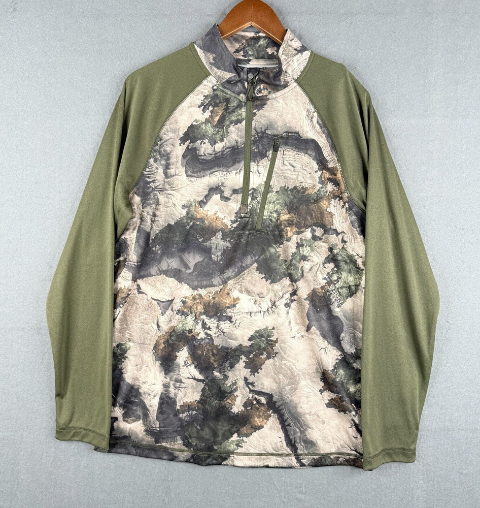 Habit Shirt Mens Medium Camouflage Scent Factor Mossy Oak 1/4 Zip Pullover