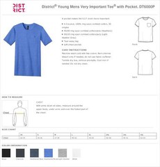 District Mens Cotton Pocket Short Sleeve Very Important T-Shirt M-DT6000P