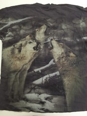 Wolves Wolf Pack T-Shirt Howling All Over 2 Sided Print Wilderness Tee Mens Sz L