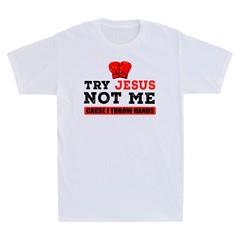 Try Jesus Not Me Cause I Throw Hands Funny Christian Boxing Vintage Men T-Shirt