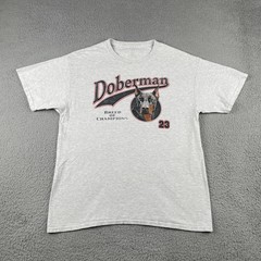 Vintage Doberman Dog Shirt Breed Of Champions #23 Large Gray Cotton Tagless
