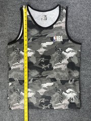 NBA Basketball Tank Top Mens M Gray Camo Sleeveless Jersey Athletic Mesh Logo