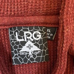 LRG Pullover Hoodie Mens XL Red Waffle Knit Long Sleeve Henley Casual Skate