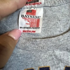 Bayside T-Shirt Mens Medium Gray US Navy Graphic Cotton Blend Tee
