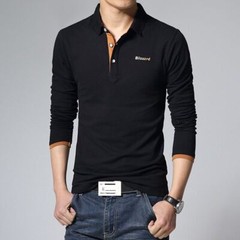 Letter Print Polo Shirt – Men’s Long Sleeve Slim Fit Tees Hip Hop Top Fashion