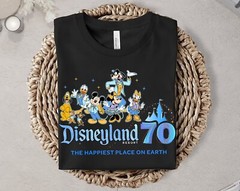 Disneyland 70th Anniversary Mickey & Friends Happiest Place Unisex Tee 660192