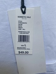 NEW Kenneth Cole Men’s Large White T-Shirt Short Sleeve Crew Neck The Pocket Tee
