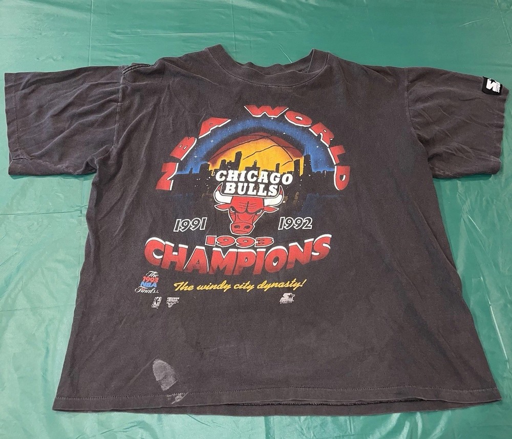 Rare Vintage 1991/92 Starter Chicago Bulls Champions T Shirt Size XL