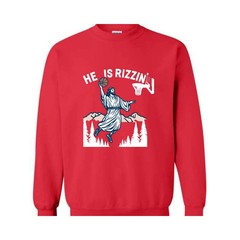 He Is Rizzin’ Sweatshirt, Jesus Basketball Easter Sweater, He Is Rizen Funny Eas
