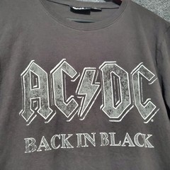 AC DC Back in Black Long Sleeve Shirt Gray Spellout Medium Rock Band Arm Graphic