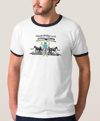 Chillin’ Froggy Vintage Two Horse Logo Parody of the Jeans Brand Ringer T-Shirt