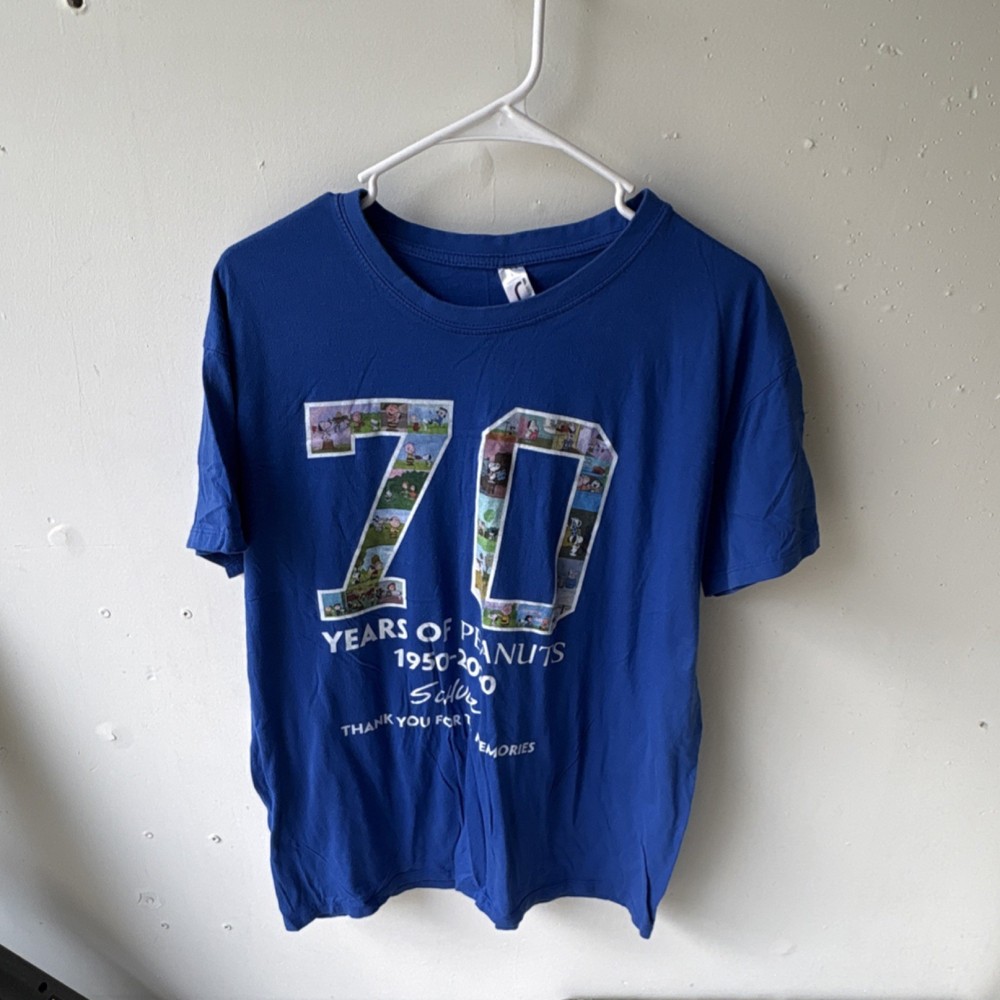 SOL’S Regent 11380 Peanuts 70 Years Snoopy Men’s Blue Graphic T-Shirt Size L