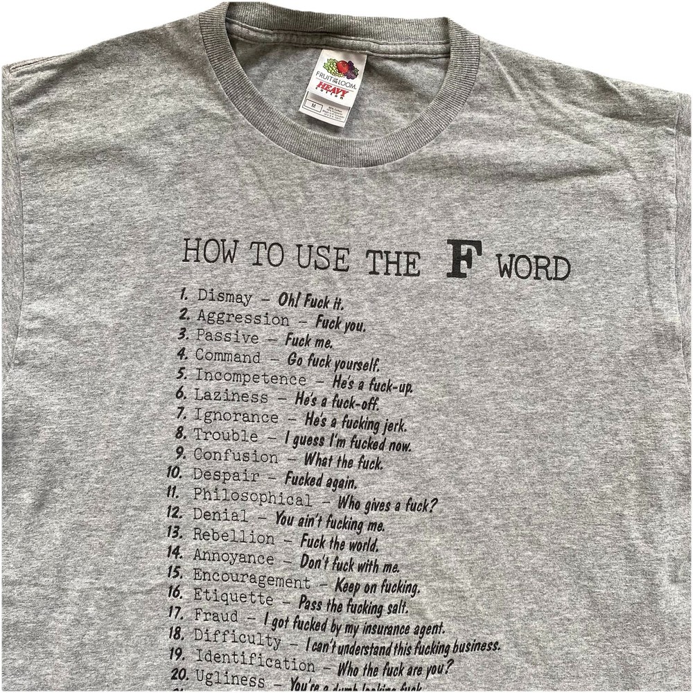 Vintage Y2K How to Use The F Word T Shirt Medium Older Brother Core Profanity