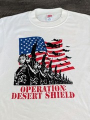 Vintage 90s Military Operation Desert Shield Armed Forces T-Shirt Size L USA