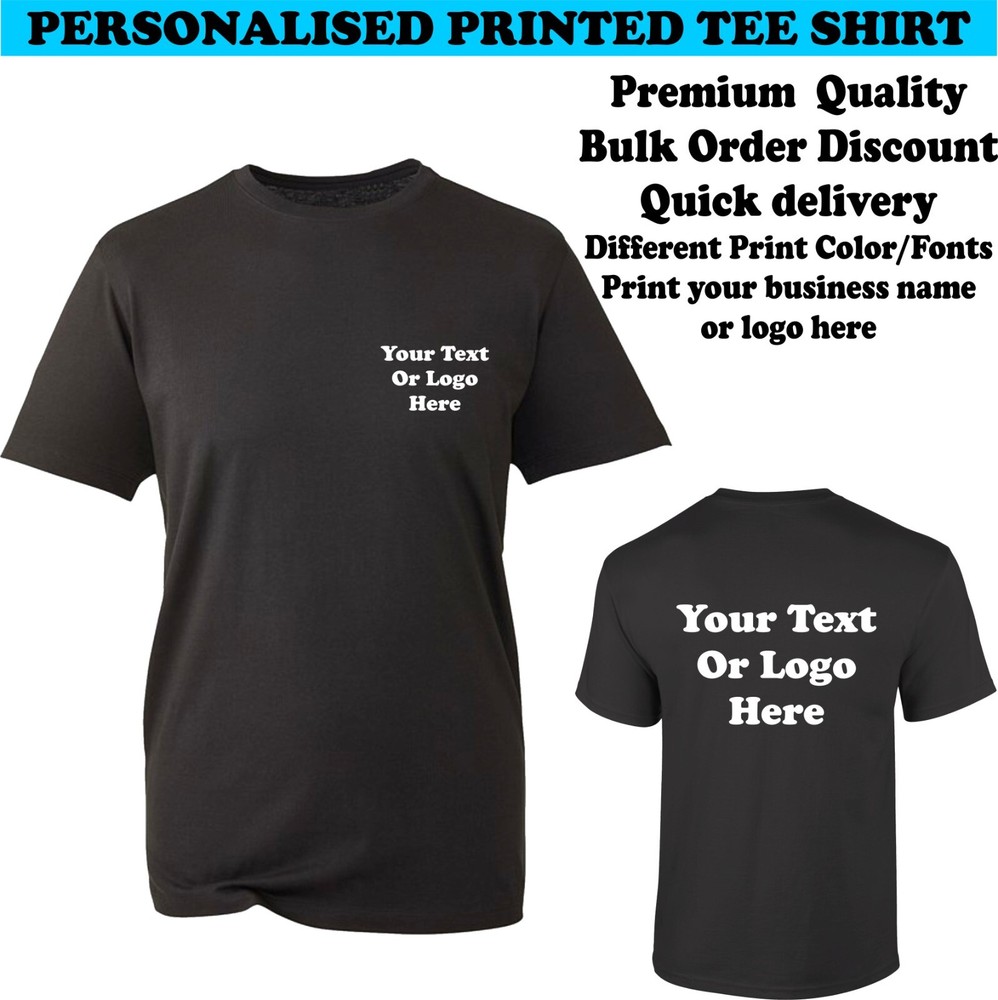 Personalised Any Text / Logo Printed T-Shirt Workwear Uniform Company Tee top