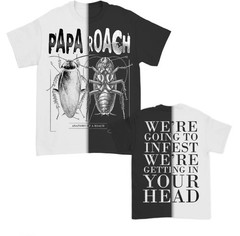 Papa Roach – ANATOMY OF A ROACH TEE (BLACK/WHITE SPLIT DYE)(MEDIUM)