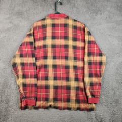 Vintage Dockers Flannel Henley Shirt Men’s XL Red/Yellow Plaid USA Made Grunge