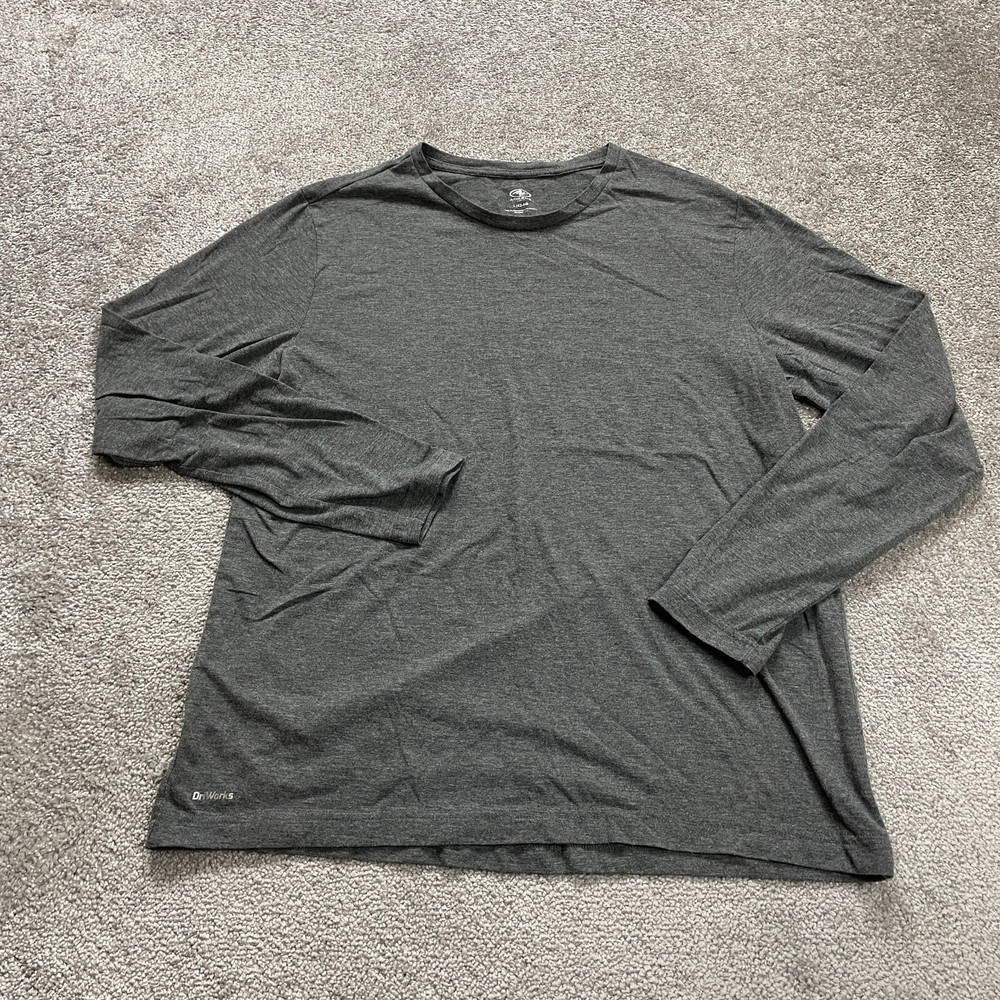Athletic Works Driworks Basic Tee T-Shirt Mens Large Gray Long Sleeve Active Top