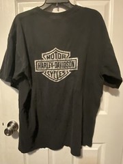 Harley Motorcycle Shirt Off Brand Black T-Shirt Size XL Double Sided Tee HD Worn