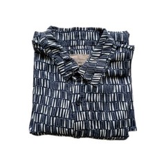 Seasalt Men’s Shirt Medium Blue Heron Short Sleeve Linen Collage Lines “Inkwell”
