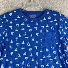 Carbon Longer Length Knit T Shirt Tee Men’s M Blue Sail Boat Print Nautical
