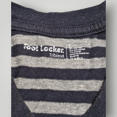 Foot Locker Triblend Mens L Blue Gray Striped V Neck T Shirt