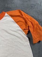 Vintage Russell Raglan Shirt Mens Large Orange White 3/4 Sleeve Jersey 70s USA