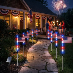 8-Piece Flag Light Set, 4Th of July Decorations 8 Lighting Modes, 8-In-1 America