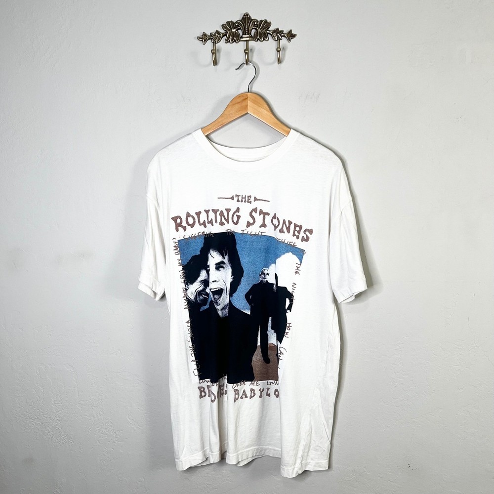 The Rolling Stones Bridges to Babylon Tour T Shirt XL Cream Band Tee Mens