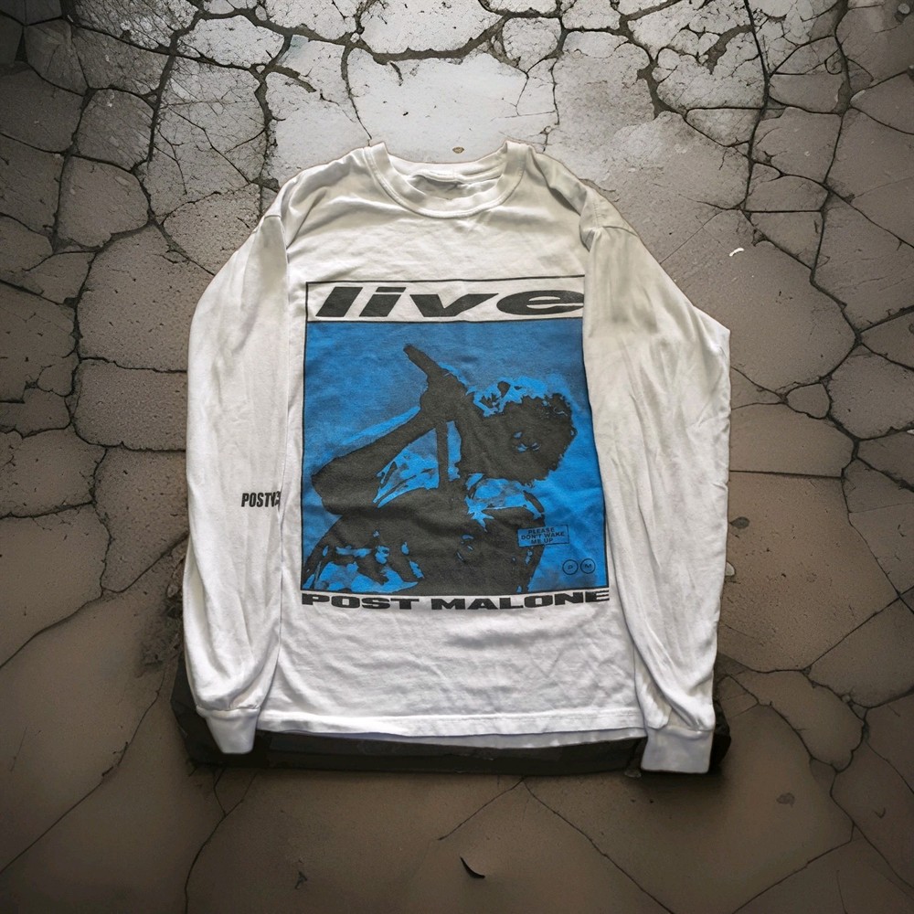 Post Malone Live Long T Shirt Size M Blue , Black And White .