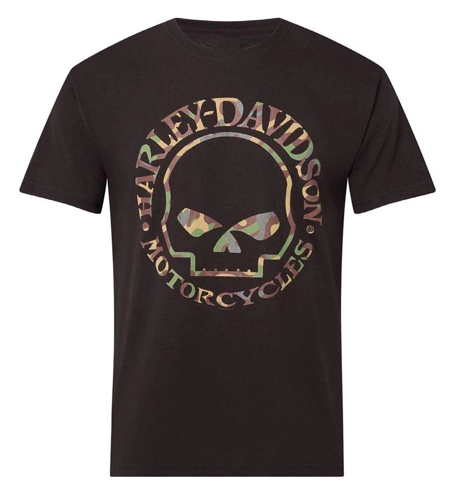 Harley-Davidson Men’s Willie G Skull Camo T-Shirt, Black tee