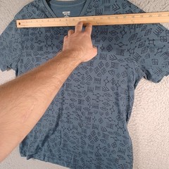 Mossimo Mens Grayish-Blue T-Shirt Size Large Geometric Aztec V-Neck Short-Sleeve