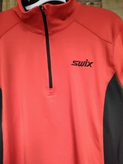 Swix Men’s Base Layer Top L Red 1/4 Zip Nordic Ski Thermal